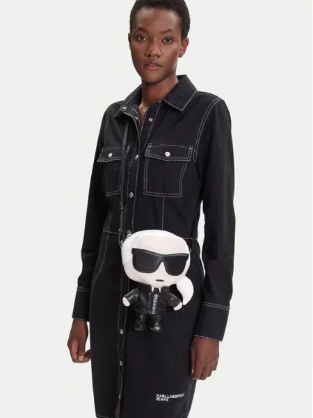 Karl Lagerfeld Rankinė su ilgu dirželiu kūno balta juoda