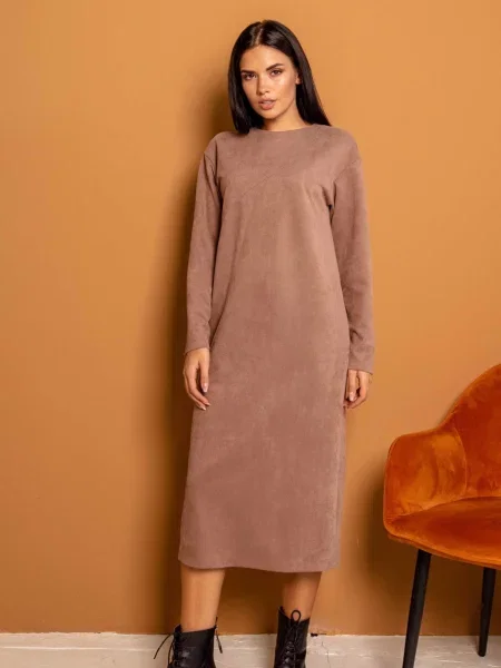 Замшева Сукня міді RiMari світло-коричневий коричнева
