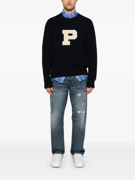 Bluza z kapturem Polo Ralph Lauren z dżerseju z zamkiem błyskawicznym do połowy klasyczna niebieska