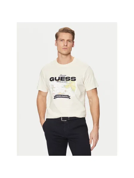 Guess Majica Écru Regular Fit
