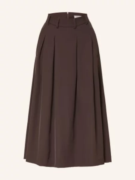 Co'couture Plisovaná Sukně Alinicc tmavě hnědá