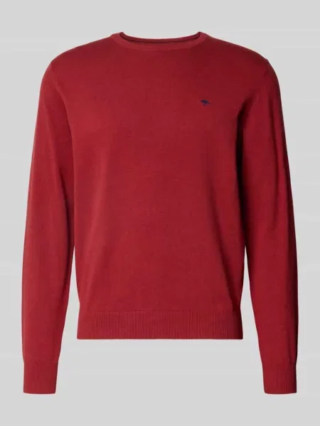 Sweter z dzianiny z czystej bawełny z wyhaftowanym logo Fynch-hatton czerwony