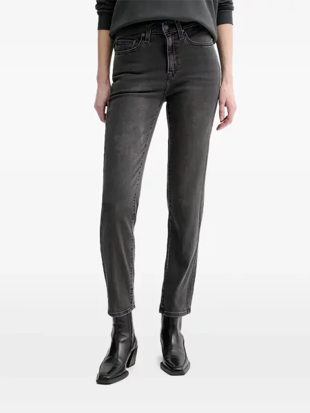 Дънки с широки крачоли Levi's® дизайн с пет джоба с кръгло деколте с автограф синьо