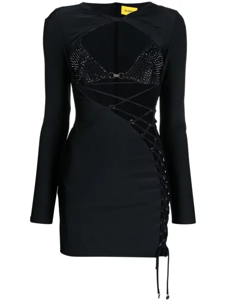 Sukienka mini Dundas sznurowana koronkowa garniturowa czarna