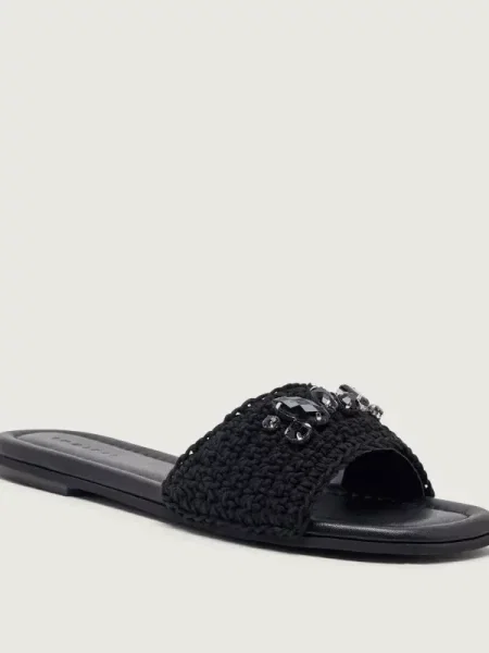 INUIKII Șlapi CALI cu adaos de piele negru