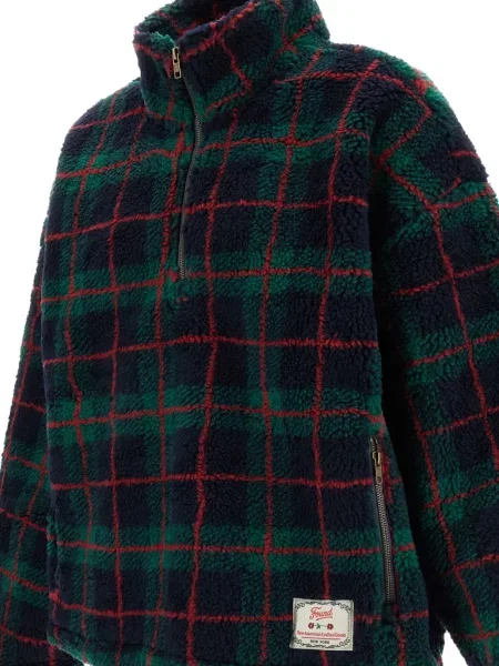 Geacă Found din fleece în carouri albastru