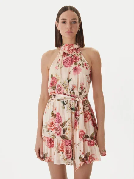 GUESS Rochie DANIELE verde / oliv / roz / roz pastel bej