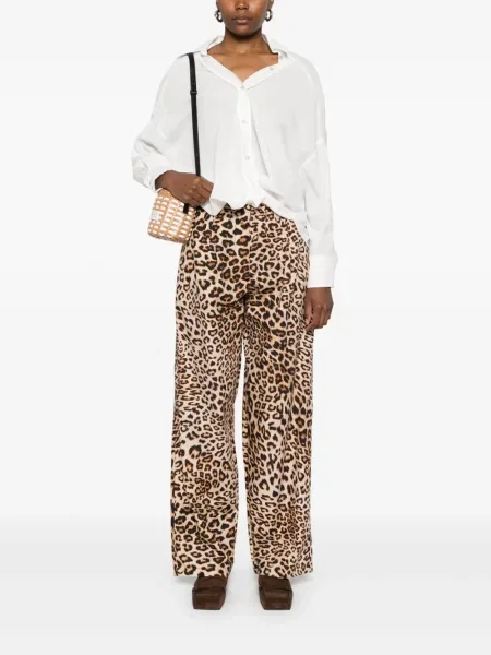 Pantaloni A Paper Kid cu imagine cu model leopard maro