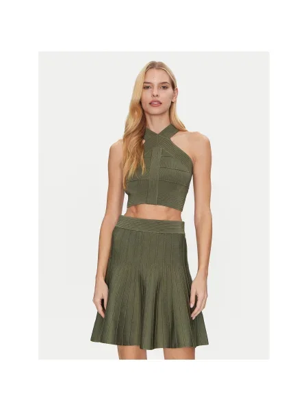 Guess Felső Slim Fit zöld