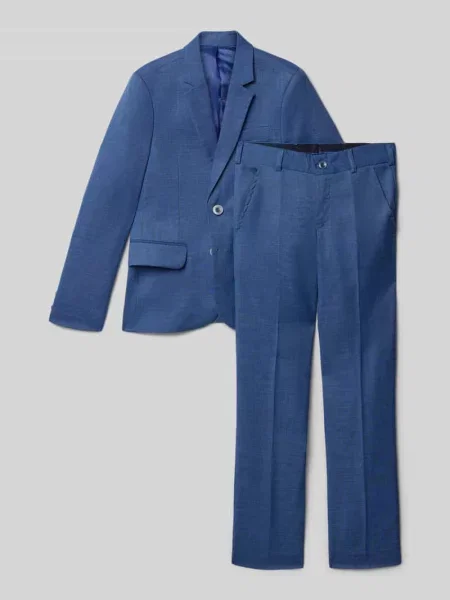 Garnitur o kroju slim fit z domieszką Standar błękitny