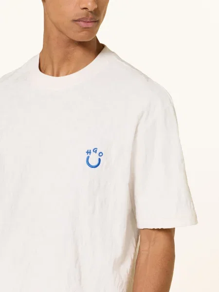 Damski t-shirt o kroju regular fit z froty Hugo Blue niebieska