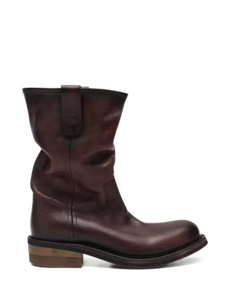 Botine Miu Miu din piele maro
