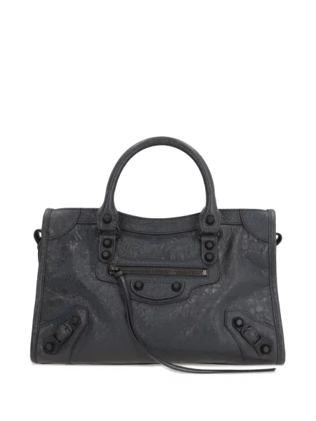 Kožna shopper torbica Balenciaga siva