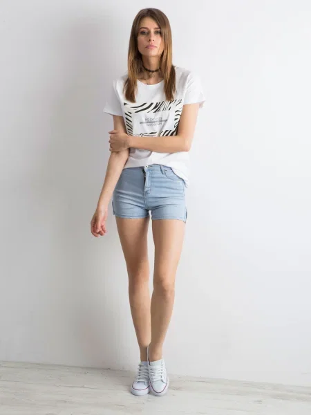 Kratke jeans hlače Fashionhunters modra