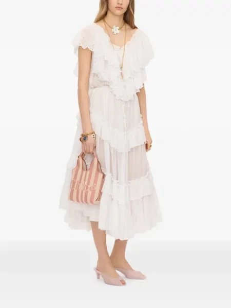 Geantă shopper Chloé cu dungi roz