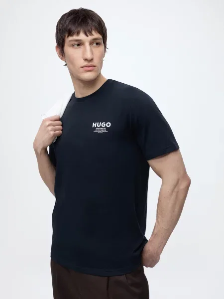 HUGO Tričko Nesptee tmavomodrá biela
