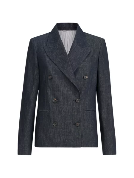 Sacou Brunello Cucinelli din țesătură twill albastru