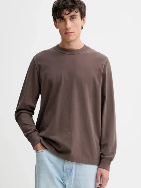 Majica z dolgimi rokavi Abercrombie & Fitch rjava