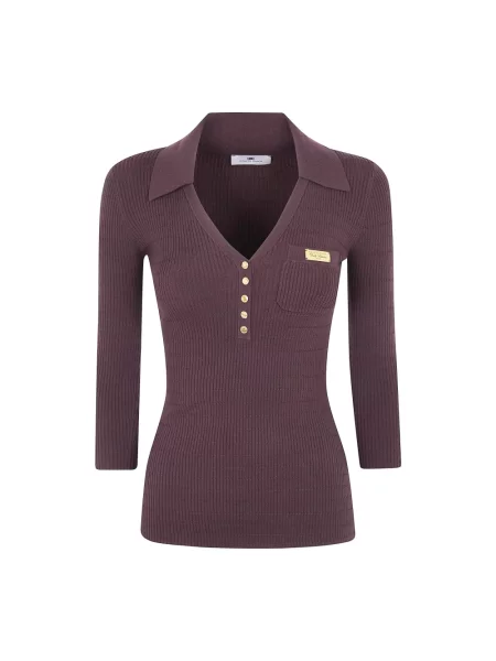 Dzianinowy krótki kardigan Elisabetta Franchi brązowy