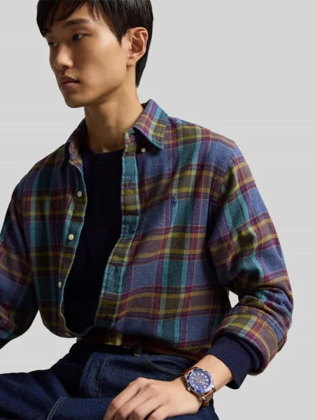 Koszula casualowa o kroju regular fit z czystej bawełny Polo Ralph Lauren fioletowa