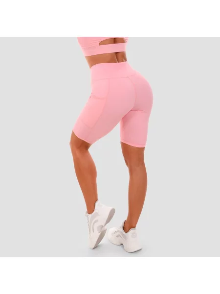 Szorty fitness slim z wysoką talią Biker różowe