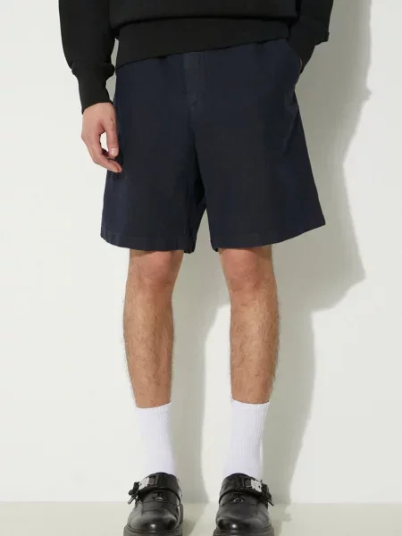 Къс панталон с лен Norse Projects Ezra Relaxed Cotton тъмносиньо