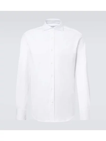 Poplínová košile Brunello Cucinelli bílá