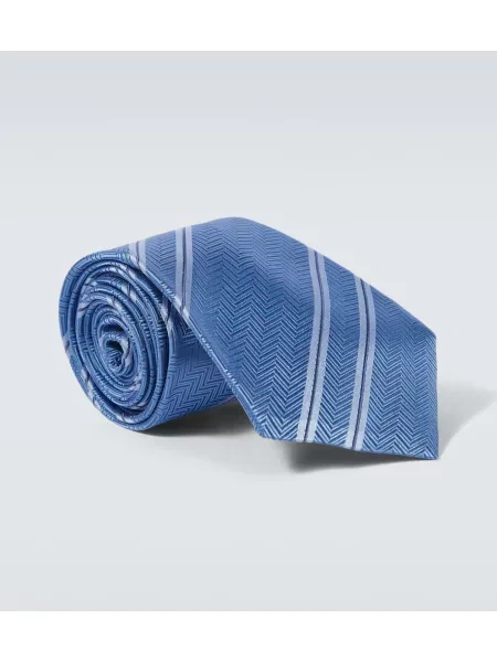 Svilena kravata Brunello Cucinelli s črtami modra