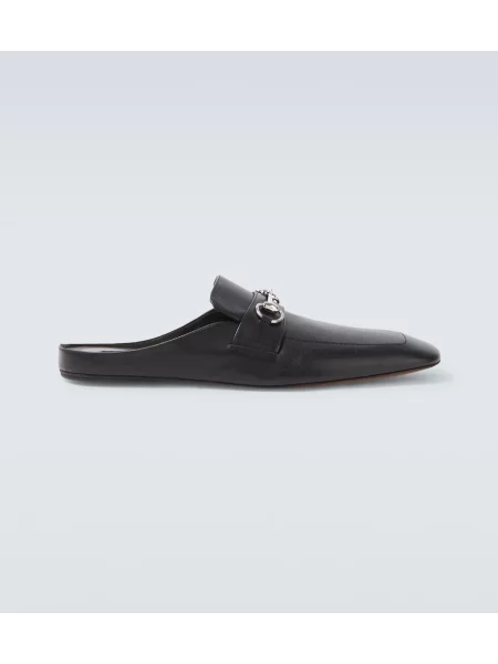 Papuci tip mules Gucci din piele negru