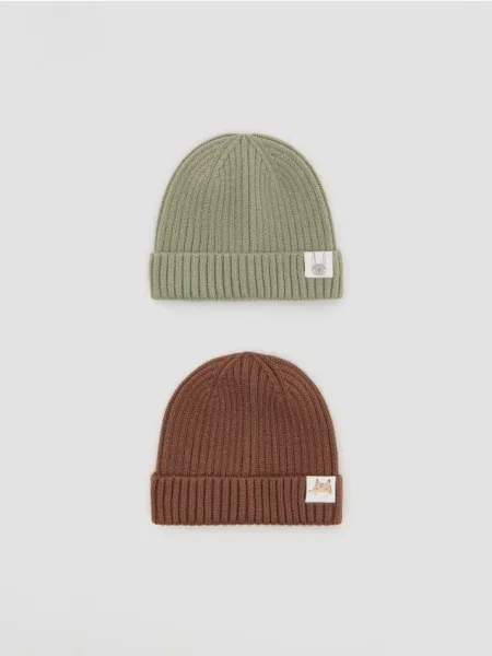 Reserved Căciulă cu nervuri set de 2 multicolor