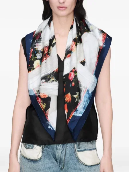 Fular Maison Margiela de mătase cu imagine negru