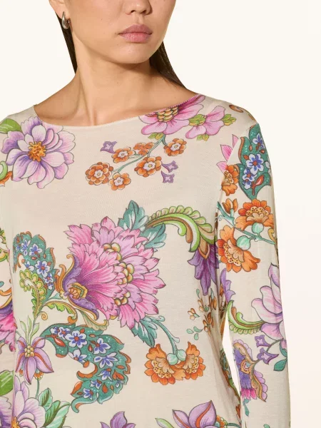Grace Tričko S Dlouhým Rukávem Flowers krémová / fialová zelená