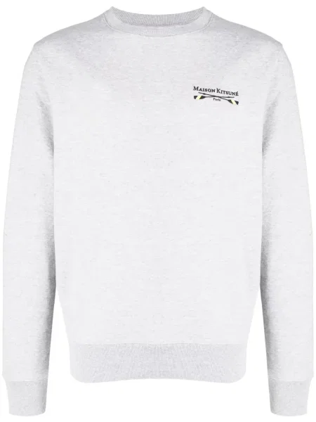 Hanorac Maison Kitsune cu broderie gri