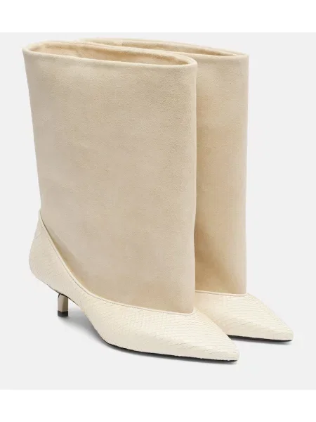Cizme scurte Jacquemus din piele de căprioară alb