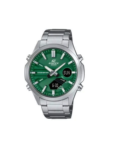 Lniany zegarek Casio zielony