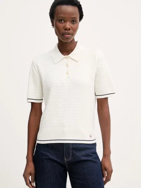 Calvin Klein Jeans polo swetrowe beżowa