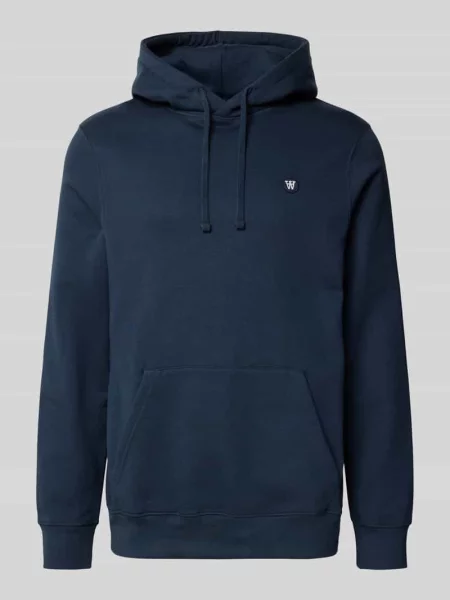Bluza z kapturem i kieszenią kangurką model ‘Ash’ Wood Wood niebieska