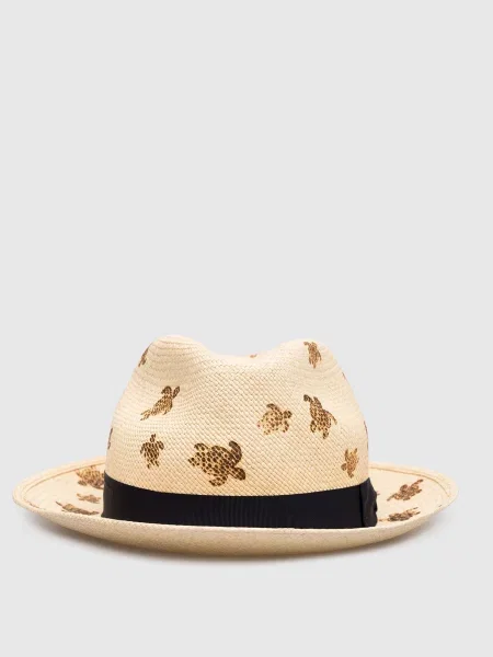 Соломяная шляпа Vilebrequin с принтом бежевая