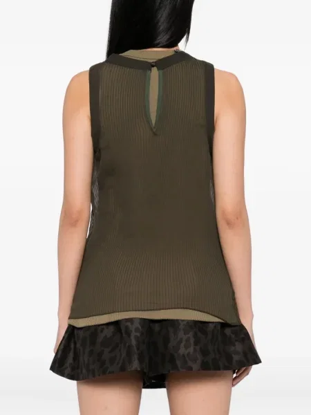 Kamizelka Sacai plisowana zielona