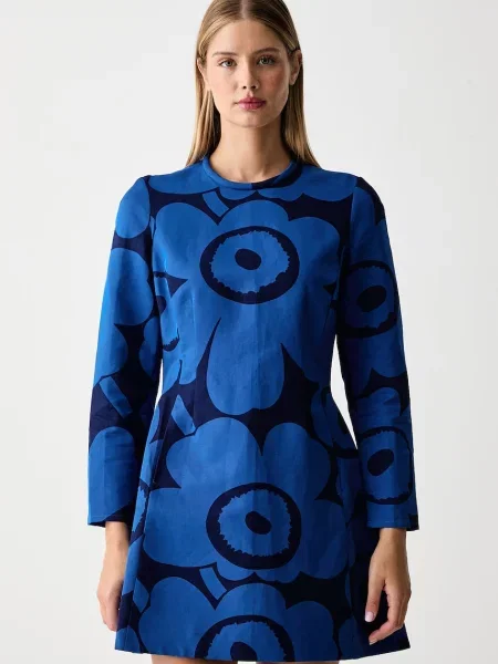 Marimekko rochie cu amestec de in albastru
