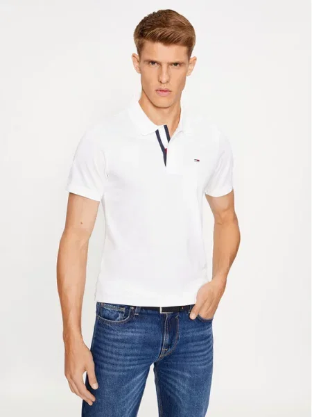 Tommy Jeans Polo Placket Slim Fit λευκό