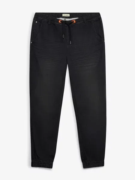 Joggery jeansowe z gumką w talii o kroju regular fit prosta nogawka czarne