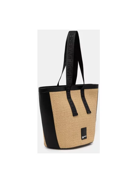 Karl Lagerfeld Jeans Box Logo Raffia Shopper Bag Natural Universal beżowa