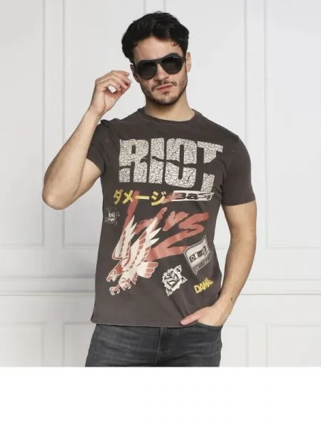 GUESS Tricou RIOT TOUR gri
