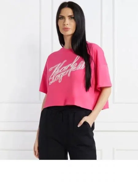 Karl Lagerfeld Póló | Cropped Fit rózsaszín