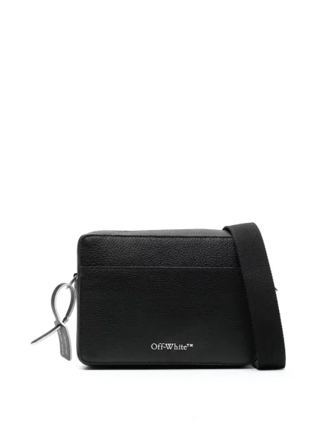 Geantă Off-white din piele cu autograf alb