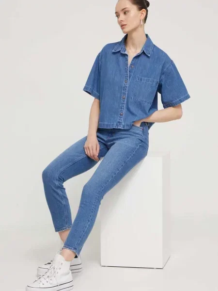 Дънки Abercrombie & Fitch синьо