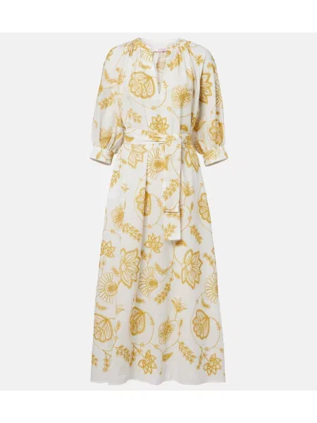 Rochie midi Eres cu broderie galben