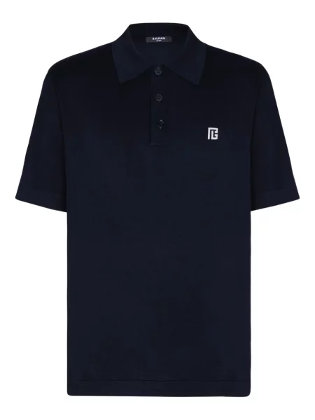 Polo Balmain cu broderie albastru