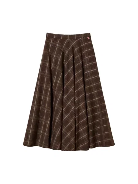 Długa spódnica maxi Twinset w kratę brązowa